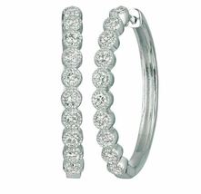   2CT Round Cut White Diamond Huggie Hoop Earrings 14k White Gold Plated - $99.99