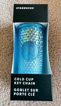 Starbucks 2023 Glacier Blue Cold Cup Key Chain Ombre Gradient Bling Studded New - £15.71 GBP