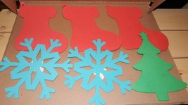 Christmas Craft Foam Shapes Creatology 10&quot; 6 Each Tree Snowflake Stockin... - $12.49