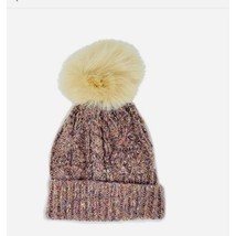 KYI KYI Faux Fur Pompom Classic Wool Beanie Hat, Natural/Cream, One Size... - $59.00