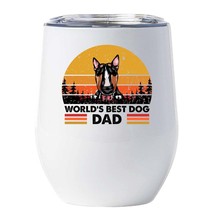 World&#39;s Best Bull Terrier Dog Dad Wine Tumbler 12oz Cup Gift For Dog Pet Lover - £18.44 GBP