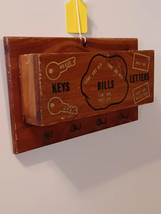 Vintage Cedar Wood Key And Mail Holder Wall Mount Great For Small Spaces Retro  - £18.02 GBP