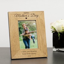 Personalised Mother&#39;s Day Gift &quot;Happy Mother&#39;s Day&quot; Wooden Photo Frame 6 x 4 Gif - £11.76 GBP