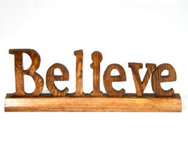 Believe Inspirational Wood Word Sign  - £3.95 GBP