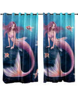 Fantasy Art Gold Fish and Beautiful Pinkish Mermaid Curtain - $1,060.31 MXN+