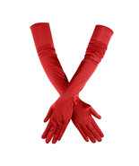 Bridal Prom Costume Adult Satin Gloves Red Solid Opera Length New Party - $12.59