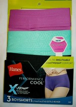 Hanes Women&#39;s X-Temp Performance Cool Boyshort Panties 3 Pair Size 5/Small Green - £11.88 GBP