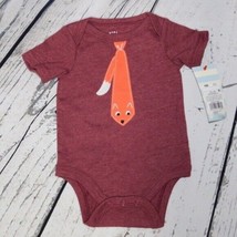 Cat &amp; Jack Baby Boy Short Sleeve Fox Tie Bodysuit - £6.49 GBP