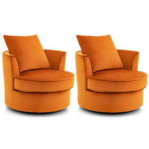 Set of 2 Modern 360 Round Barrel Chair Accent U-Shaped Sofa No Assembly Orange - £761.77 GBP