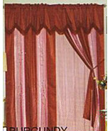 LUXURIOUS POLYSILK EMBROIDERED CURTAIN W/LINER-BURGUNDY - $32.39