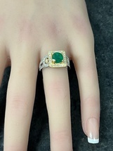Beautiful and Unique 14K Gold, Natural Emerald and Natural Diamond Ring ... - $2,285.00