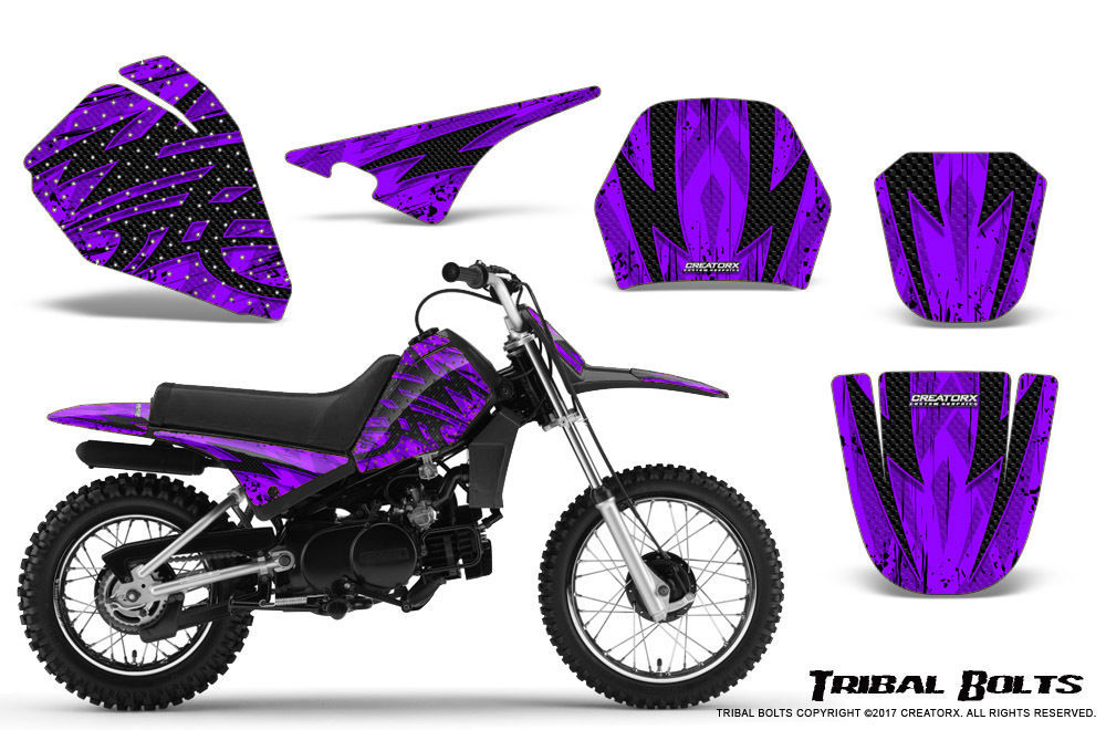 YAMAHA PW80 CREATORX GRAPHICS KIT DECALS STICKERS TRIBAL BOLTS PURPLE - $95.98