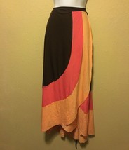 Bebe Wrap Front Maxi HI-LO Wrap Skirt Multi Color Sz S - £78.95 GBP