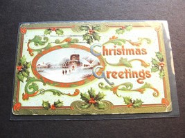 Christmas Greetings, Peace and Goodwill -Postmarked 1900s Embossed Postcard. - £10.14 GBP