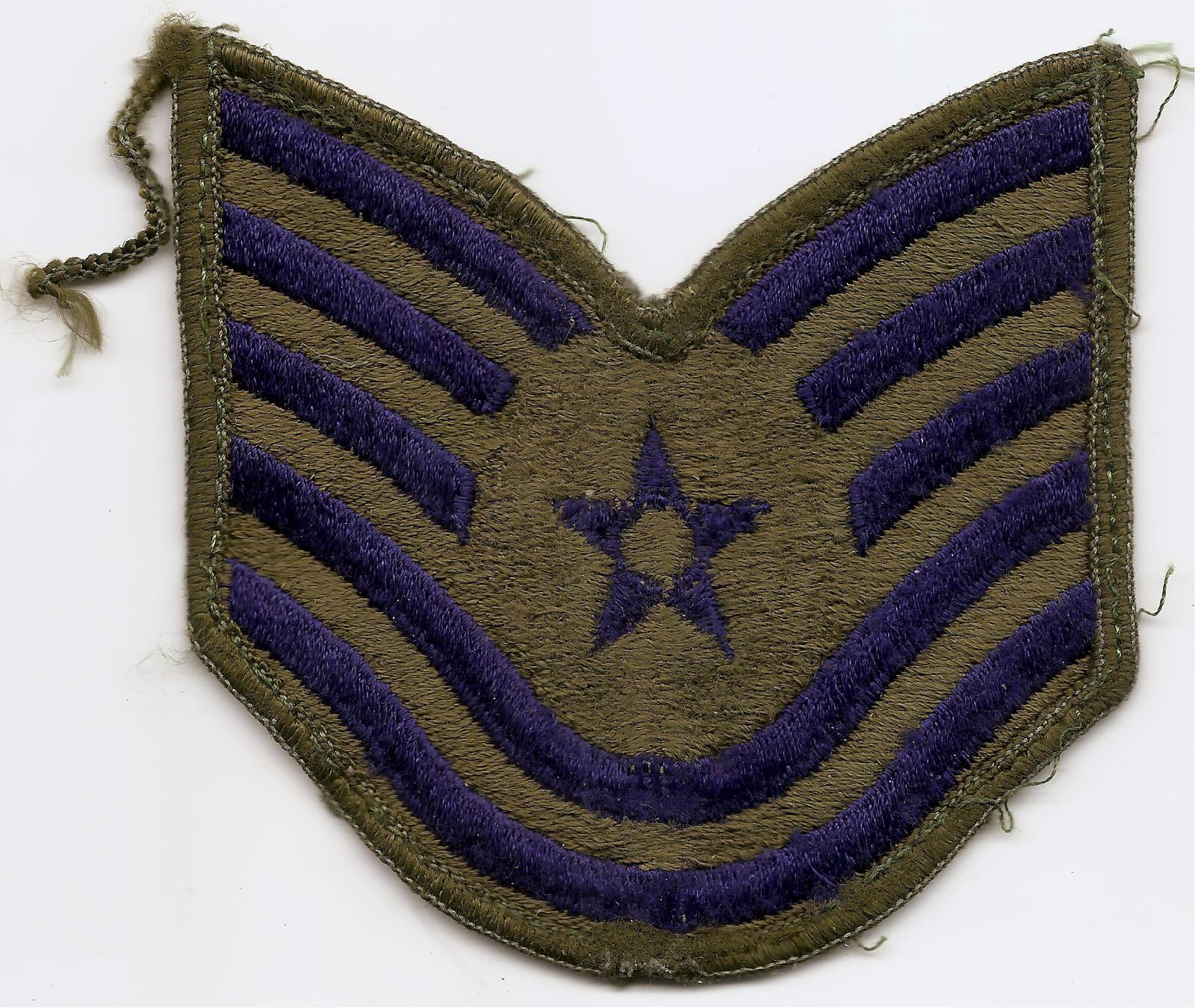 Vintage USAF Air Force E-6 Technical Sergeant Blue/Green Embroidered Ran... - $4.00