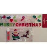 Window Cling Gel Art MERRY CHRISTMAS &amp; SANTA &amp; REINDEER ~ Lot of 2 Pkgs NEW - £6.10 GBP