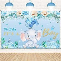 Boy Baby Shower Backdrop Decoration Elephant Baby Shower Party Banner It&#39;s a Boy - £11.23 GBP