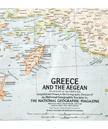 1958 Greece Map National Geographic Europe Aegean Sea Vintage 24.5 x 19&quot;... - $29.99
