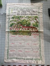 Vintage 1970 Linen Calendar Towel 16.6x27 - £8.18 GBP