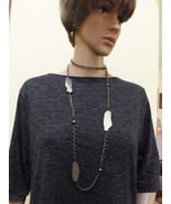 Long genuine iron pyrite necklace and earrings set.  - $875.62 MXN
