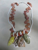 &quot;WOODEN DISC BEADS &amp; WHITE STONE BEADS -LARGE SEA SHELLS&quot; - RETRO - FUN ... - $8.89