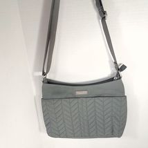 Baggallini mini bag purse grey gray quilted chevron travel crossbody min... - $32.00