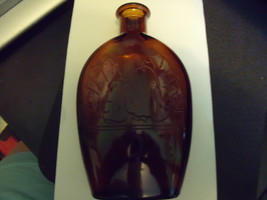 Whiskey Brown Glass Flask 1971 commemorative holiday season  - £29.88 GBP