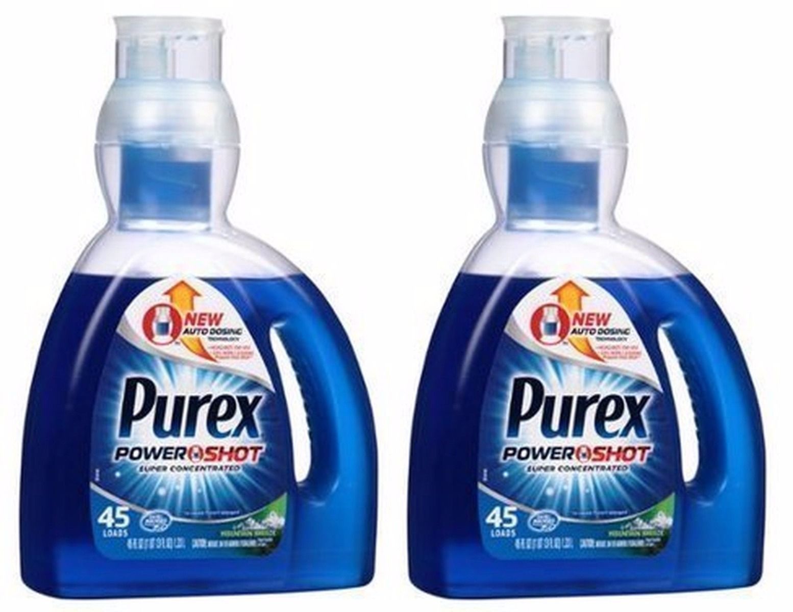 2 Purex PowerShot Mountain Breeze Liquid Laundry Detergent 90 loads 45 oz ea-Lot - $29.67