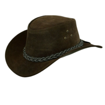 Australian Western Style Bush Cowboy Real Chocolate Suede Hat for Men Outback - £34.82 GBP+