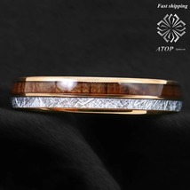 6mm Rose Gold Dome Tungsten Ring Silver Koa Wood Inlay ATOP Men Jewelry - £23.91 GBP