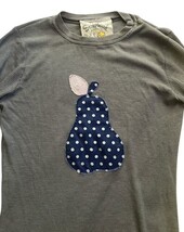 Vintage Scrapbook Thermal Top Small Gray Waffle Knit Pear USA Cute image 6