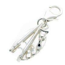 Sterling 925 Silver Charm. Artist&#39;s Palette with Paint Brushes Charm Clip Fit... - £19.58 GBP