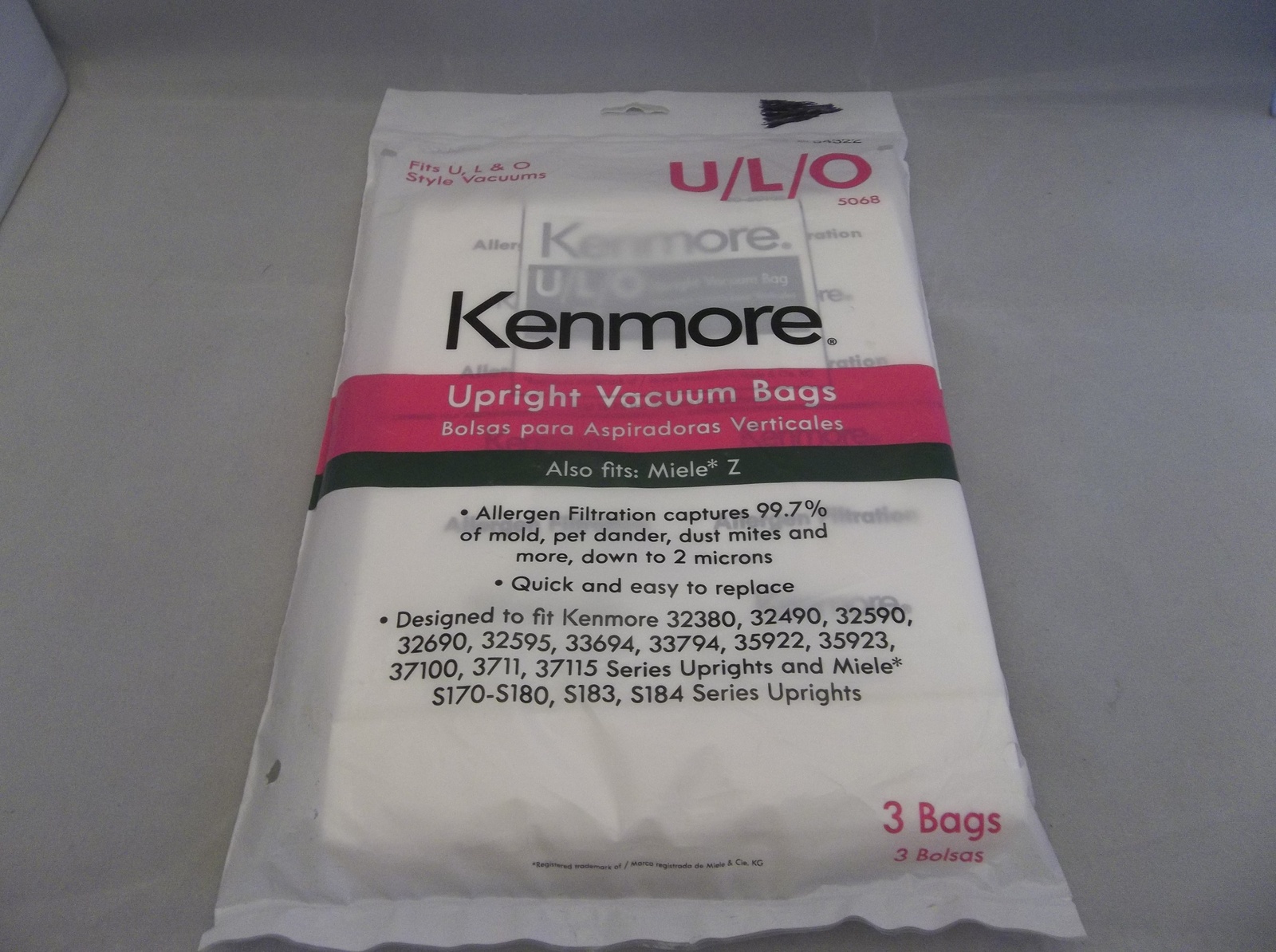 Sears Kenmore Upright Vacuum Bags 3 Pack U/L/O 5068 Miele Z 2054322