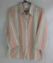 Alfred Dunner Women&#39;s Button-Up Metallic Striped Shirt Size 16 - £9.29 GBP