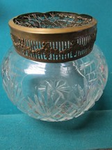 Victorian Glass Flower Frog VASE Crystal Cut Mustard Container Trinket C... - $46.05+