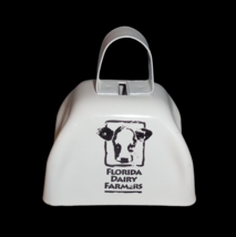 Florida Dairy Farmers Cow Face White Enamel Metal Small Cow Bell Farmhouse Decor - £9.48 GBP