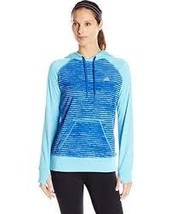 Womens Adidas Ultimate Fleece Blue Striped Pullover Hoodie Sweatshirt Size Small - £31.46 GBP