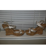 Jessica Simpson Brisa New Frost Illusion Leather Strappy Cork Wedges   1... - €34,49 EUR