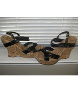 Jessica Simpson New Womens Black Leather Strappy Cork Wedges   10B/40 - £31.37 GBP