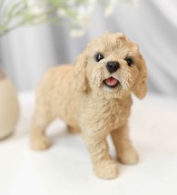 Lifelike Realistic Smiling Labradoodle Puppy Dog Figurine With Glass Eye... - £21.57 GBP