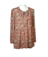 DR2 by Daniel Rainn Rust Cream Floral HiLow Tunic Empire Waist M - $17.64
