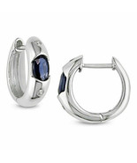 1Ct Simulate Sapphire Diamond Hoop Huggie Earrings 14k White Gold Plated... - £76.17 GBP