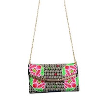 Women Embroidered Messenger Bags Metal Chain Ladies Crossbody Handbags Ethnic Re - £19.16 GBP