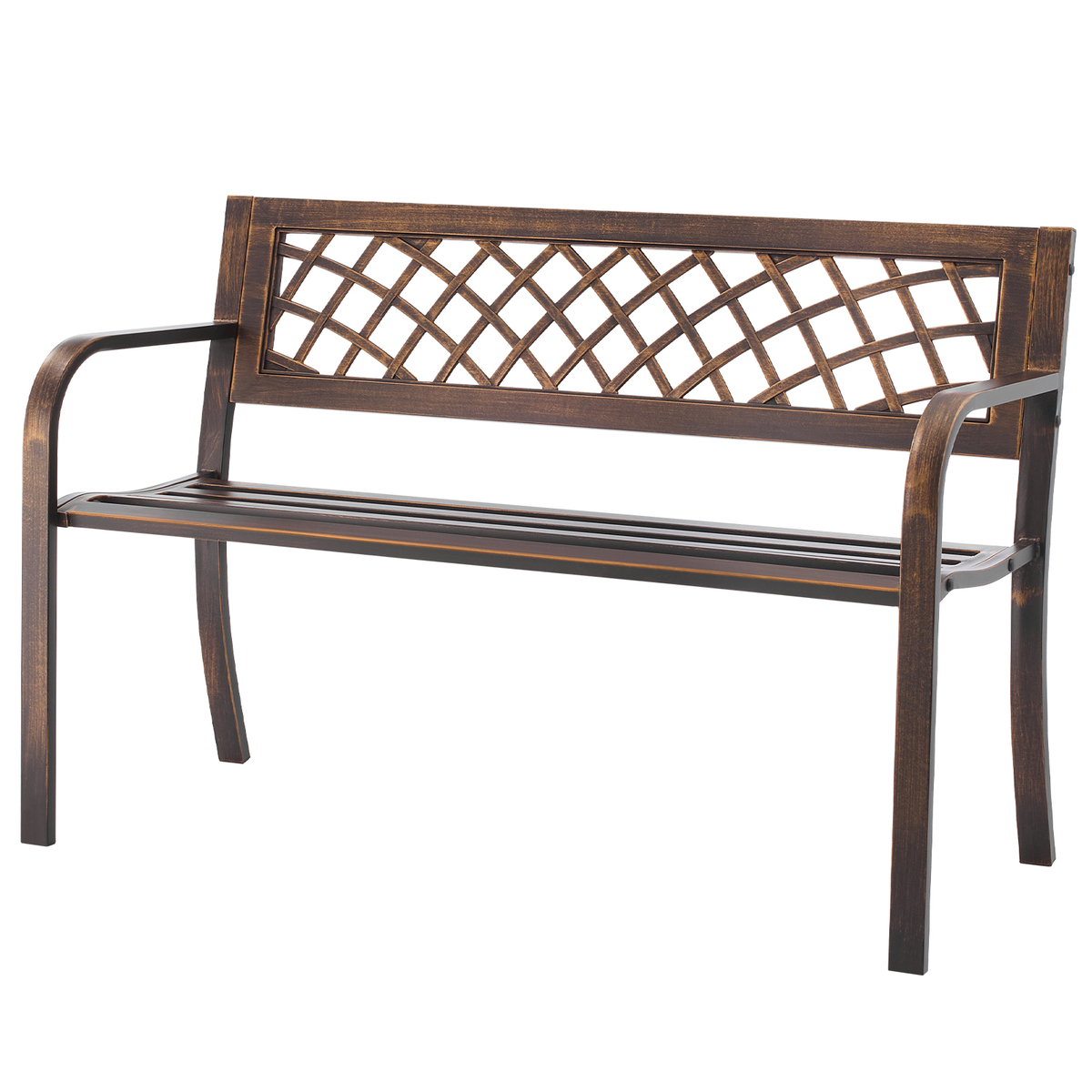 VEVOR Outdoor Bench, 46 inch, Carbon Steel Metal Frame, PVC Back, Antiqu... - $67.99