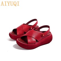 AIYUQI Genuine Leather Sandals Women summer 2021 New Ladies Sandals Platform Cas - £65.83 GBP
