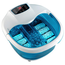 Costway Foot Spa Bath Tub w/Heat &amp; Bubbles &amp; Electric Massage Rollers Blue - £97.50 GBP