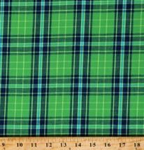 Cotton Homespun Green Blue Plaid Squares Piccadilly Fabric by the Yard D153.10 - £9.55 GBP