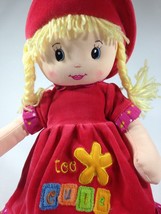 Too Cute Soft Plush Girl Doll Yellow Hair Braids Strawberry Red Outfit Dress 17&quot; - £27.93 GBP
