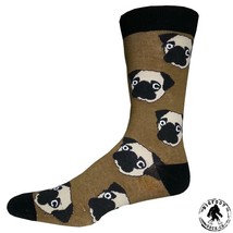 PUG Socks Fun Novelty One Size Fits Most Dress Casual Big Foot Dog Tan U... - £11.72 GBP