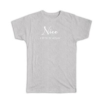 Nice : Gift T-Shirt Cursive Typography Côte d&#39;Azur Tropical Beach Travel Souveni - £19.66 GBP